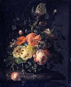 Rachel Ruysch Still life with flowers on a marble table top Sweden oil painting artist
